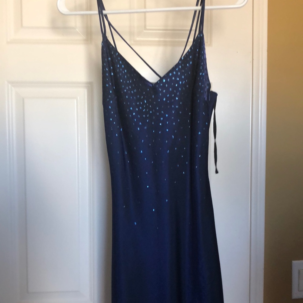 Metallic Blue Formal Prom Homecoming Dress
